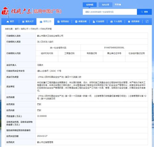 广东省鹤山市应急管理局对鹤山市国庆卫浴实业作出行政处罚